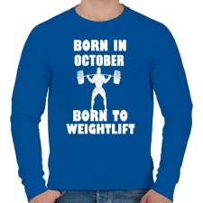 PRINTFASHION októberben születve - súlyemelésre születve - Férfi pulóver - Királykék férfi pulóver, kardigán
