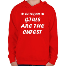 PRINTFASHION Októberi csajok a legcukibbak - Gyerek kapucnis pulóver - Piros gyerek pulóver, kardigán
