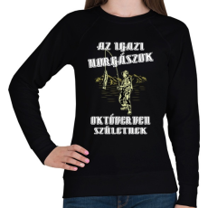 PRINTFASHION Októberi horgász - Női pulóver - Fekete