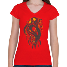 PRINTFASHION Oktobot - Női V-nyakú póló - Piros női póló