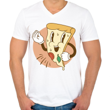 PRINTFASHION Olasz pizza - Férfi V-nyakú póló - Fehér férfi póló