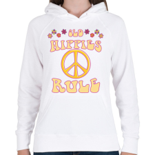 PRINTFASHION Old hippies rule - Női kapucnis pulóver - Fehér női pulóver, kardigán