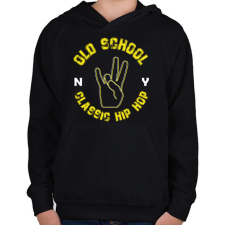 PRINTFASHION Old school - Gyerek kapucnis pulóver - Fekete gyerek pulóver, kardigán