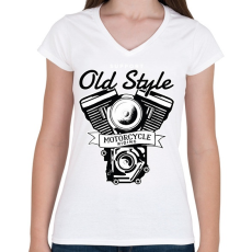 PRINTFASHION Old Style - Női V-nyakú póló - Fehér