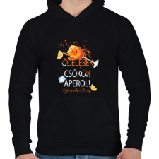 PRINTFASHION Ölelések Csókok Aperol! #goodvibes - Férfi kapucnis pulóver - Fekete férfi pulóver, kardigán