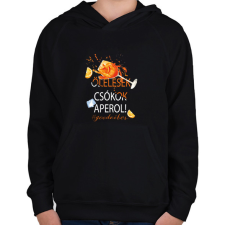 PRINTFASHION Ölelések Csókok Aperol! #goodvibes - Gyerek kapucnis pulóver - Fekete gyerek pulóver, kardigán