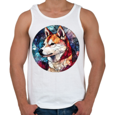 PRINTFASHION ólomüveg Akita Inu  - Férfi atléta - Fehér