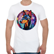 PRINTFASHION Ólomüveg Doberman - Férfi póló - Fehér férfi póló