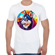 PRINTFASHION Ólomüveg Husky - Férfi póló - Fehér
