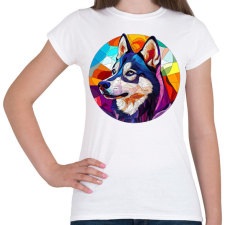 PRINTFASHION Ólomüveg Husky - Női póló - Fehér női póló