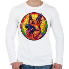 PRINTFASHION Ólomüveg Németjuhász - Férfi hosszú ujjú póló - Fehér