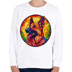 PRINTFASHION Ólomüveg Németjuhász - Gyerek pulóver - Fehér