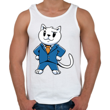 PRINTFASHION Öltönyös macska - Férfi atléta - Fehér atléta, trikó