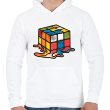 PRINTFASHION Olvadt rubik kocka - Férfi kapucnis pulóver - Fehér férfi pulóver, kardigán