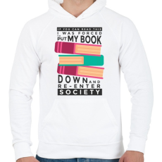 PRINTFASHION Olvasás - Férfi kapucnis pulóver - Fehér