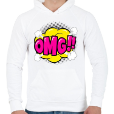 PRINTFASHION OMG! - Férfi kapucnis pulóver - Fehér férfi pulóver, kardigán