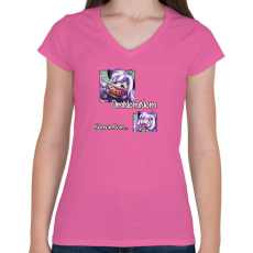PRINTFASHION Omnomnom  - Női V-nyakú póló - Rózsaszín