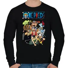 PRINTFASHION One piece csapat - Férfi pulóver - Fekete férfi pulóver, kardigán