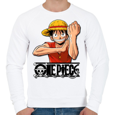 PRINTFASHION One Piece - Monkey D. Luffy - Férfi pulóver - Fehér férfi pulóver, kardigán