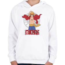 PRINTFASHION One Piece - Monkey D. Luffy - Gyerek kapucnis pulóver - Fehér gyerek pulóver, kardigán