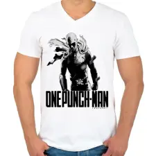 PRINTFASHION one punch man - Férfi V-nyakú póló - Fehér férfi póló