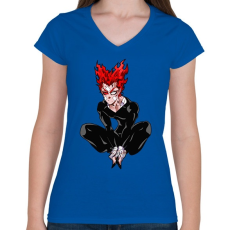 PRINTFASHION One Punch Man - Női V-nyakú póló - Királykék
