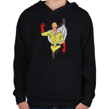 PRINTFASHION One Punch Man Saitama - Gyerek kapucnis pulóver - Fekete gyerek pulóver, kardigán