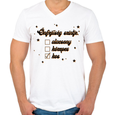 PRINTFASHION Önfejűség szintje - Férfi V-nyakú póló - Fehér