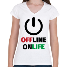 PRINTFASHION OnLife - Női V-nyakú póló - Fehér