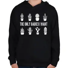 PRINTFASHION Only babies - Gyerek kapucnis pulóver - Fekete gyerek pulóver, kardigán