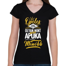 PRINTFASHION Opeles apuka - Női V-nyakú póló - Fekete
