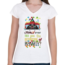 PRINTFASHION Ördög fej - Női V-nyakú póló - Fehér