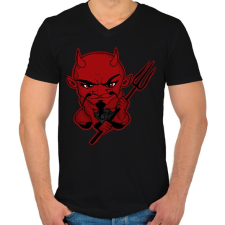 PRINTFASHION Ördög - Férfi V-nyakú póló - Fekete férfi póló
