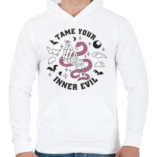PRINTFASHION Ördög legbelül, szelídítsd meg - Férfi kapucnis pulóver - Fehér férfi pulóver, kardigán
