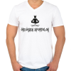 PRINTFASHION Ördögi Jóga - Férfi V-nyakú póló - Fehér