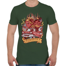 PRINTFASHION Ördögi sofőr - Férfi póló - Katonazöld