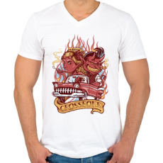 PRINTFASHION Ördögi sofőr - Férfi V-nyakú póló - Fehér