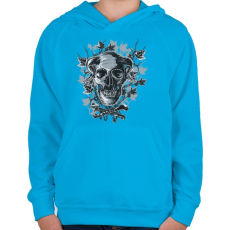 PRINTFASHION Ördögkoponya - Gyerek kapucnis pulóver - Azúrkék