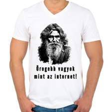 PRINTFASHION öregebb vagyok mint az internet - Férfi V-nyakú póló - Fehér férfi póló