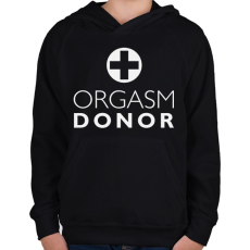 PRINTFASHION orgasm-donor-white - Gyerek kapucnis pulóver - Fekete