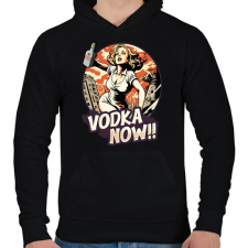 PRINTFASHION Óriás nő vodkával - Férfi kapucnis pulóver - Fekete férfi pulóver, kardigán