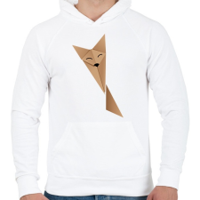 PRINTFASHION Origami Fox - Férfi kapucnis pulóver - Fehér férfi pulóver, kardigán