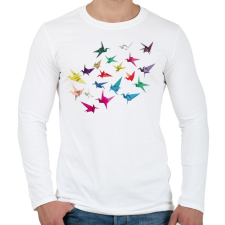 PRINTFASHION Origami madarak - Férfi hosszú ujjú póló - Fehér férfi póló