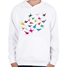 PRINTFASHION Origami madarak - Gyerek kapucnis pulóver - Fehér gyerek pulóver, kardigán