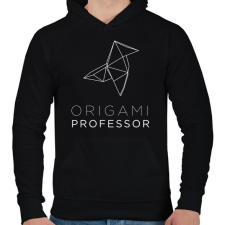 PRINTFASHION Origami Professor - Férfi kapucnis pulóver - Fekete férfi pulóver, kardigán