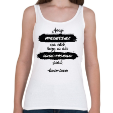 PRINTFASHION Örkény István - Annyi mindenféléhez nem értek - Női atléta - Fehér női trikó
