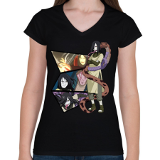 PRINTFASHION Orochimaru montázs - Női V-nyakú póló - Fekete női póló