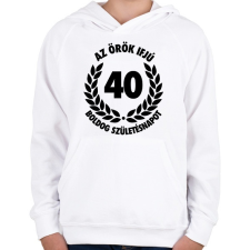 PRINTFASHION Örök ifjú - 40 - Gyerek kapucnis pulóver - Fehér gyerek pulóver, kardigán