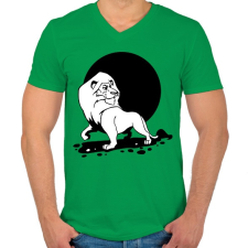 PRINTFASHION Oroszlán - Az állatok királya - Férfi V-nyakú póló - Zöld férfi póló