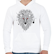 PRINTFASHION Oroszlán - Férfi kapucnis pulóver - Fehér férfi pulóver, kardigán